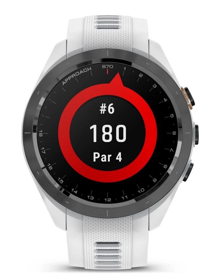 Garmin Approach S70 42mm GPS hodinky, čierny keramický rámik/biely silikónový remienok
