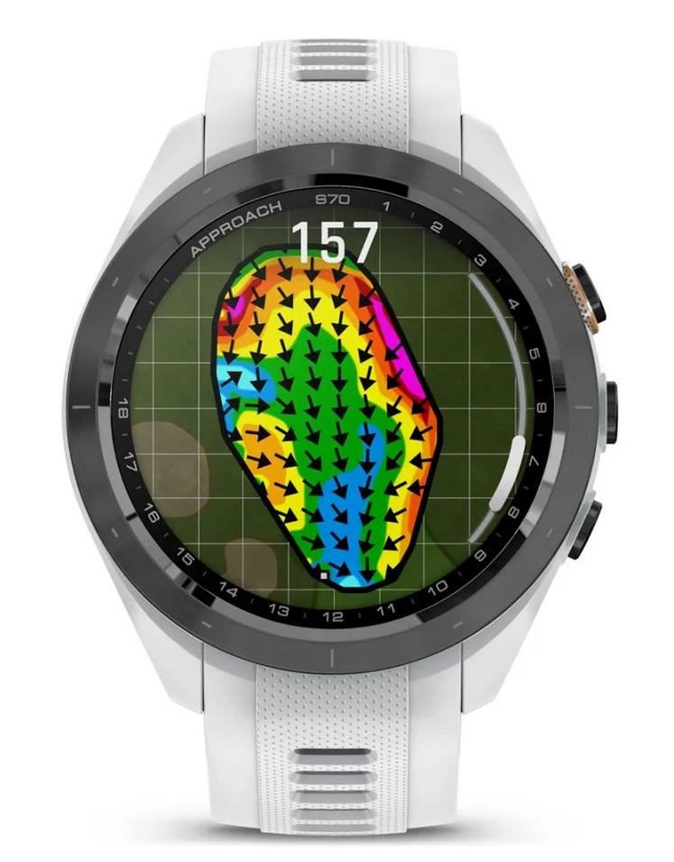 Garmin Approach S70 42mm GPS hodinky, čierny keramický rámik/biely silikónový remienok