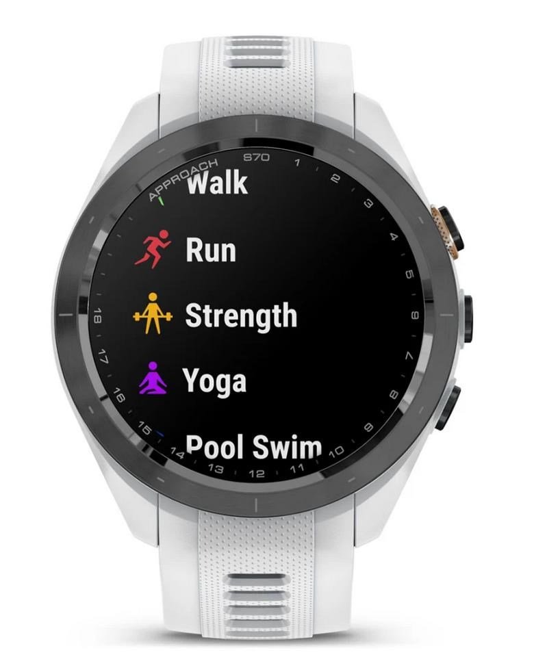 Garmin Approach S70 42mm GPS hodinky, čierny keramický rámik/biely silikónový remienok