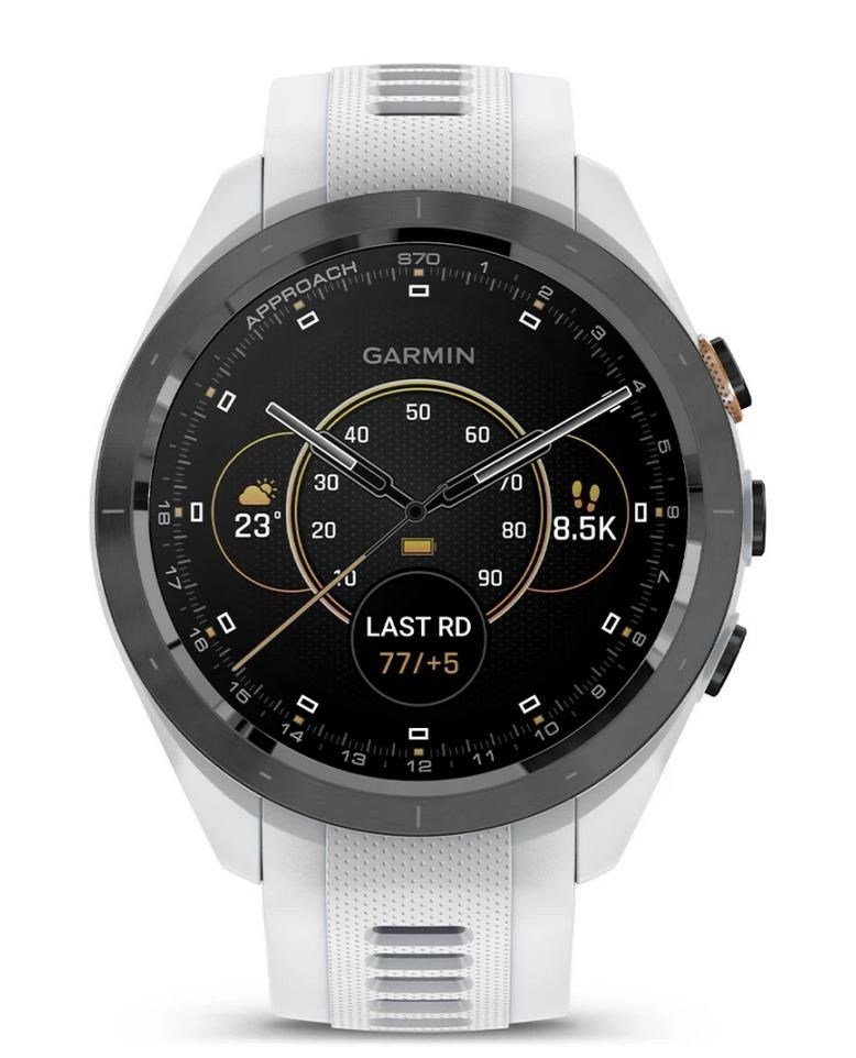 Garmin Approach S70 42mm GPS hodinky, čierny keramický rámik/biely silikónový remienok