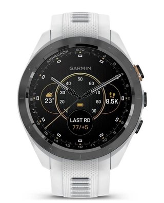 Garmin Approach S70 42mm GPS hodinky, čierny keramický rámik/biely silikónový remienok