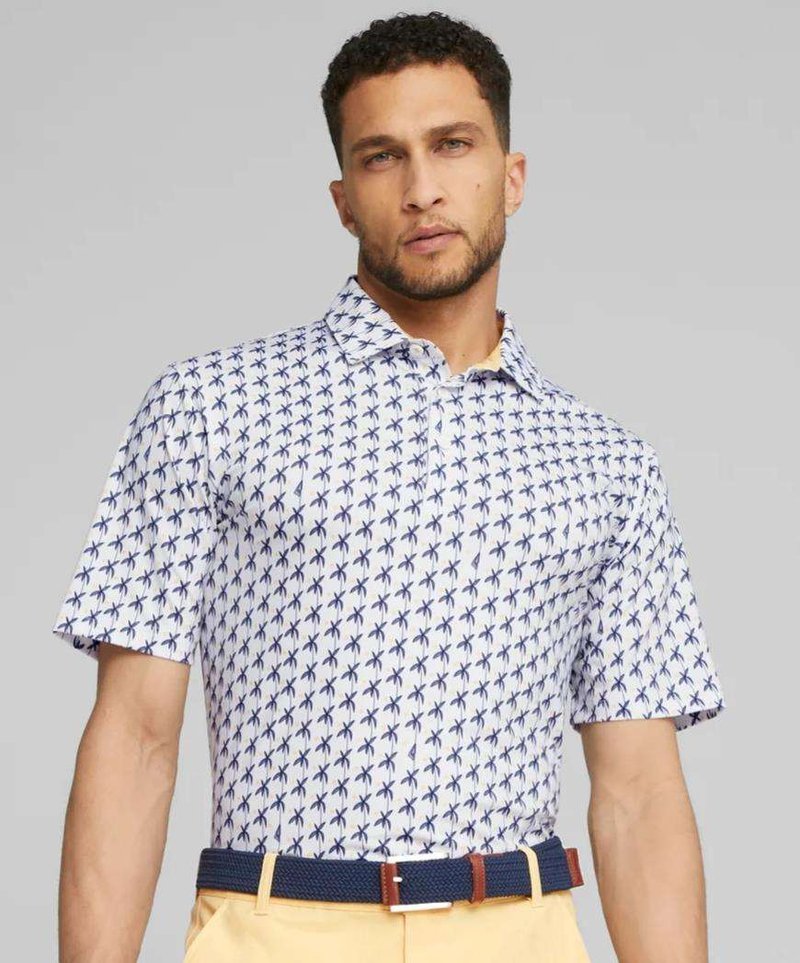 Puma Mattr Palms pánske polo, white glow/navy blazer