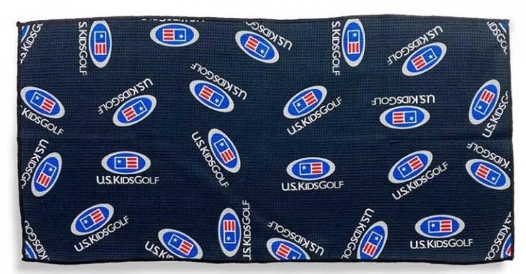 U.S. Kids Golf Multi Logo Microfiber golfový uterák, čierna