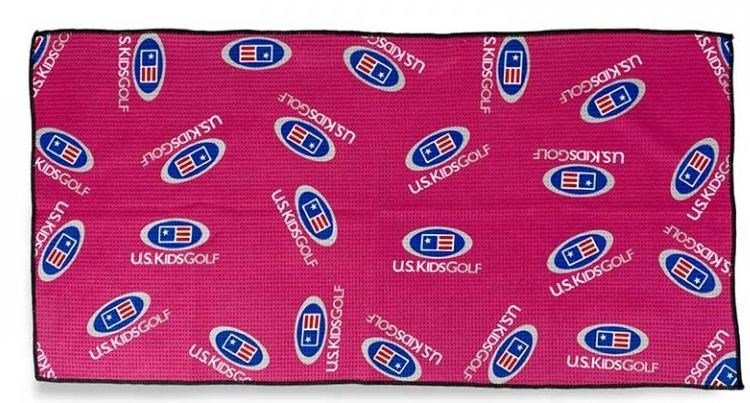 U.S. Kids Golf Multi Logo Microfiber golfový uterák, ružová
