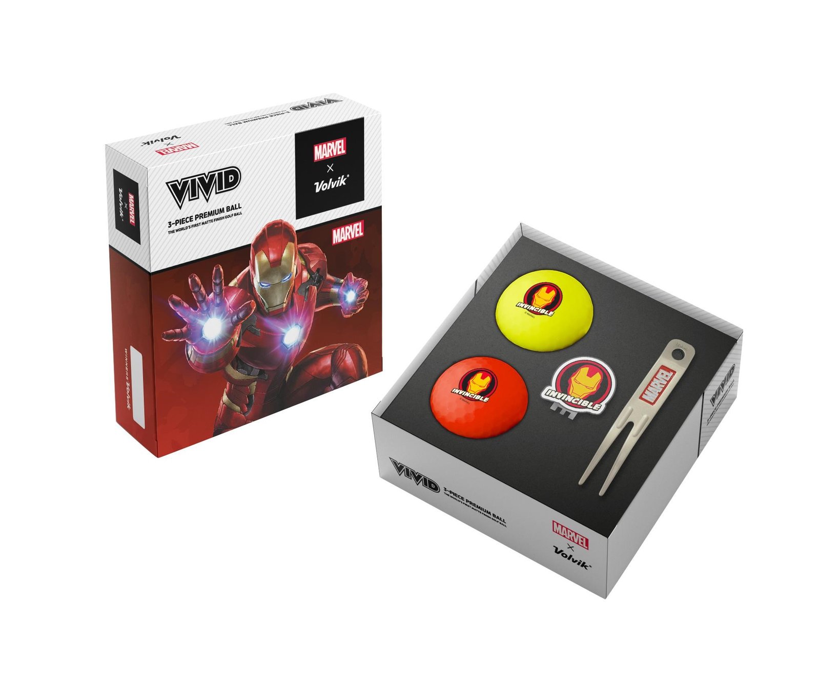 Volvik VIVID MARVEL IRONMAN golfové loptičky, mix barev