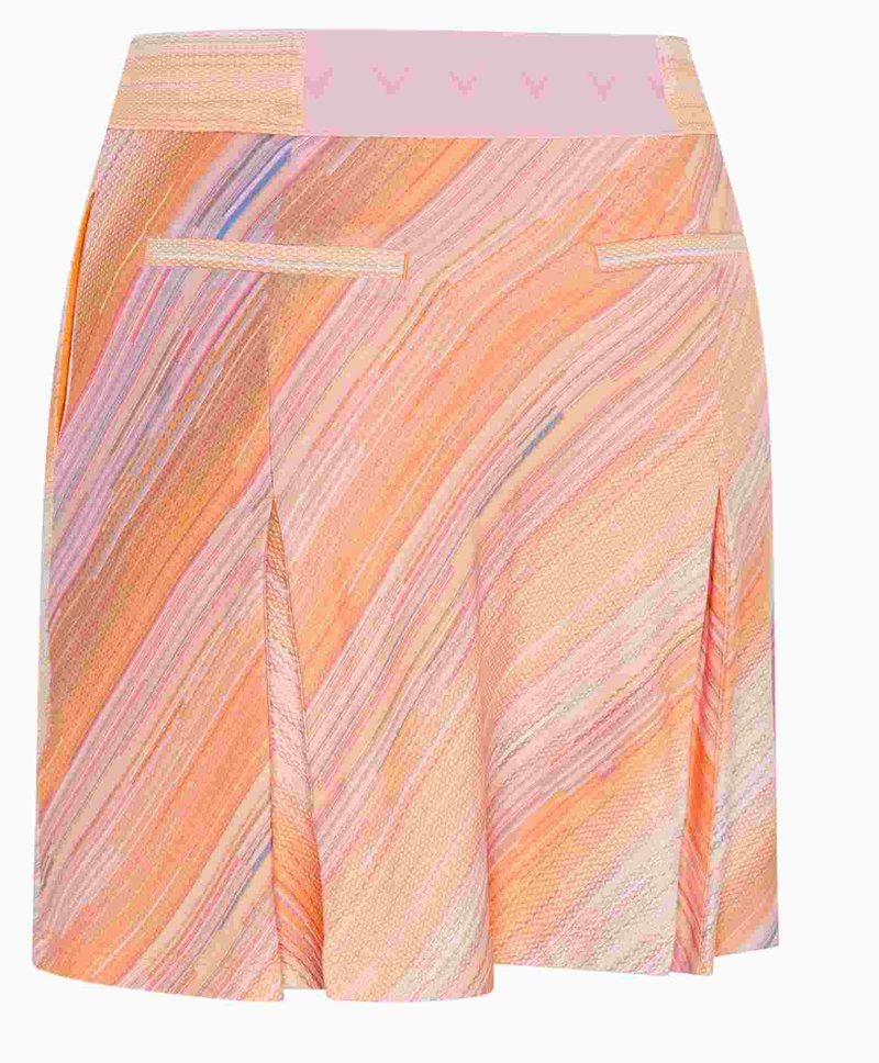 Callaway Striped Pleated 17" dámska sukňa, papaya