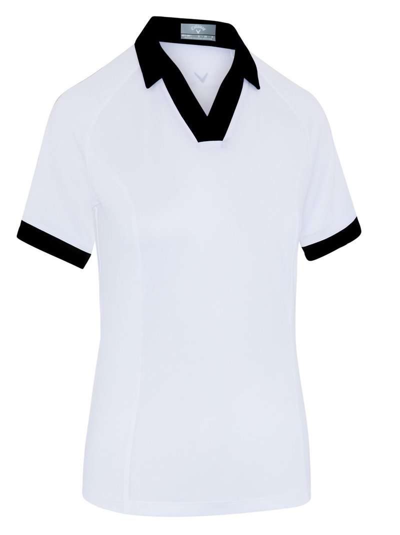 Callaway V-Placket Colorblock dámske polo, brilliant white/caviar