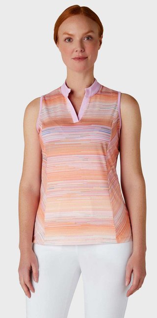 Callaway Striped Sleeveless dámske polo, papaya