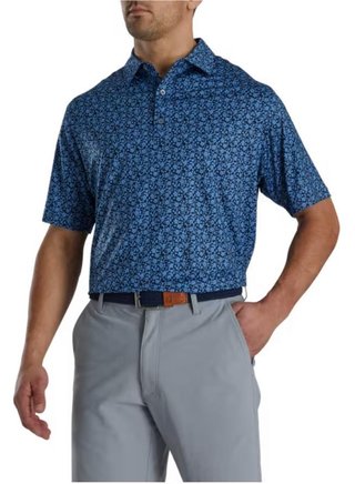 FootJoy Painted Floral Lisle pánske polo, navy