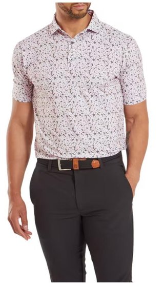 FootJoy Primrose Print Lisle pánske polo, svetloružové