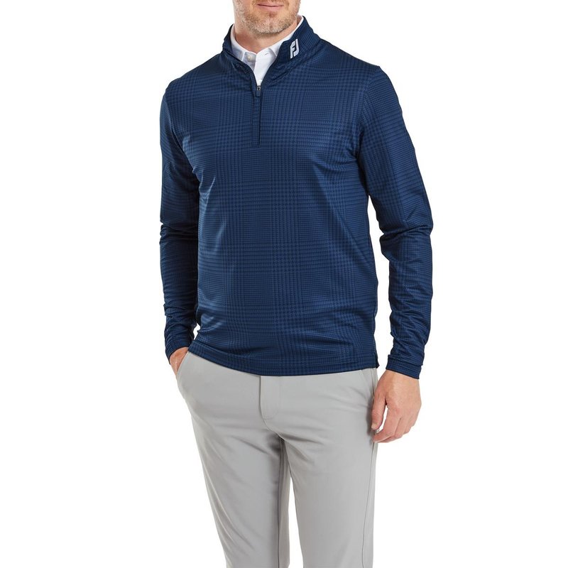 FootJoy Glen Plaid Print Chill-Out pánska mikina, navy
