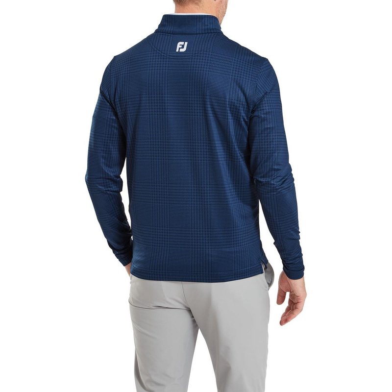FootJoy Glen Plaid Print Chill-Out pánska mikina, navy