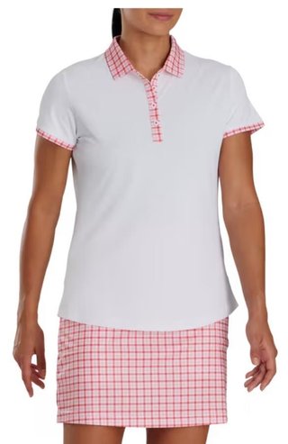 FootJoy Gingham Trim dámske polo, biele