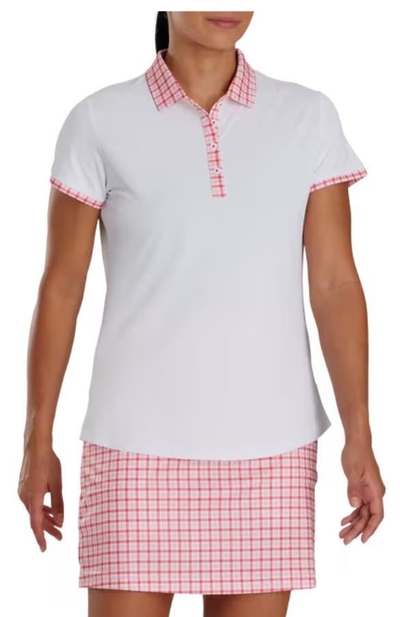 FootJoy Gingham Trim dámske polo, biele