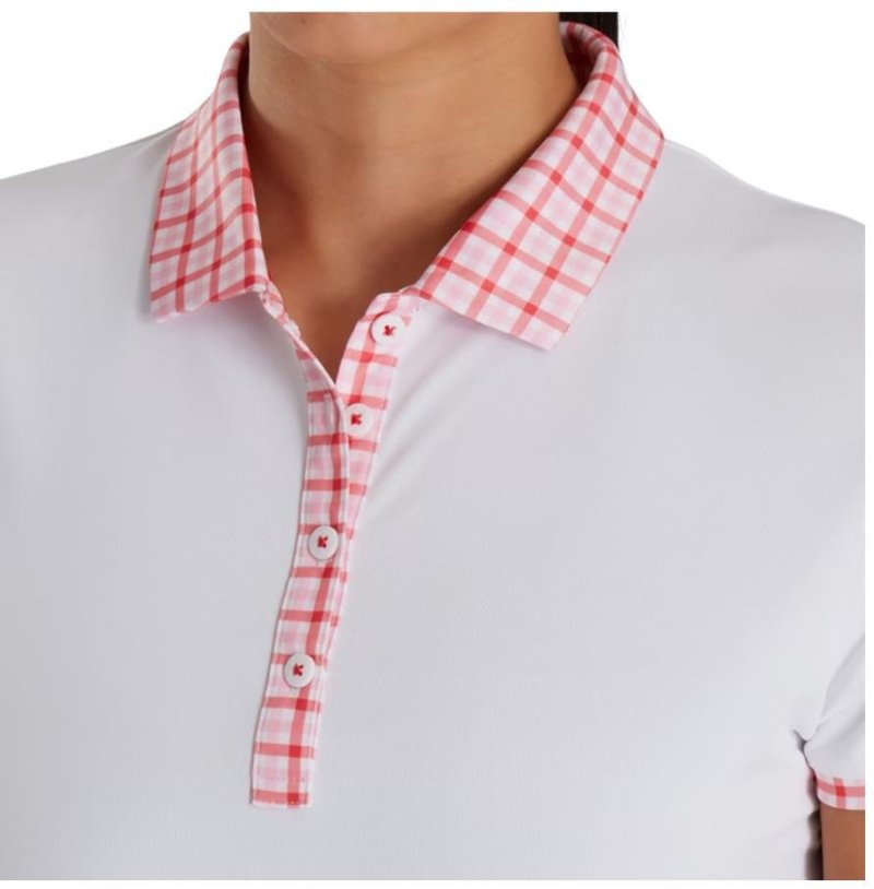 FootJoy Gingham Trim dámske polo, biele