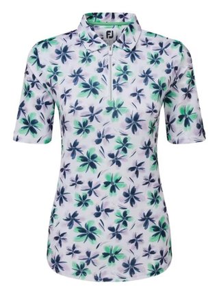 FootJoy EU 1/2 Sleeve Floral Print Lisle dámske polo, levanduľová/mätová/námornícka