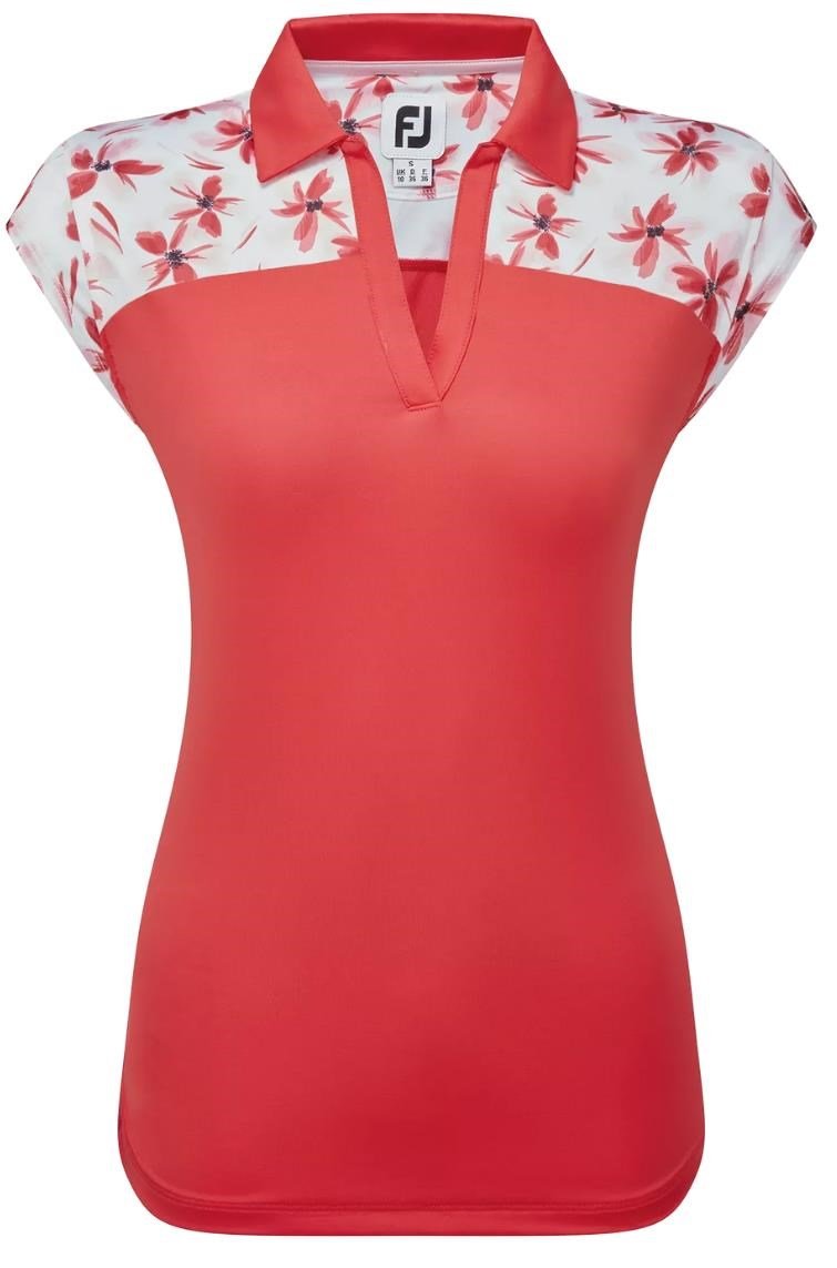 FootJoy Blocked Floral Print Lisle dámske polo, červené