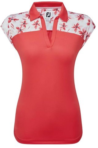 FootJoy Blocked Floral Print Lisle dámske polo, červené
