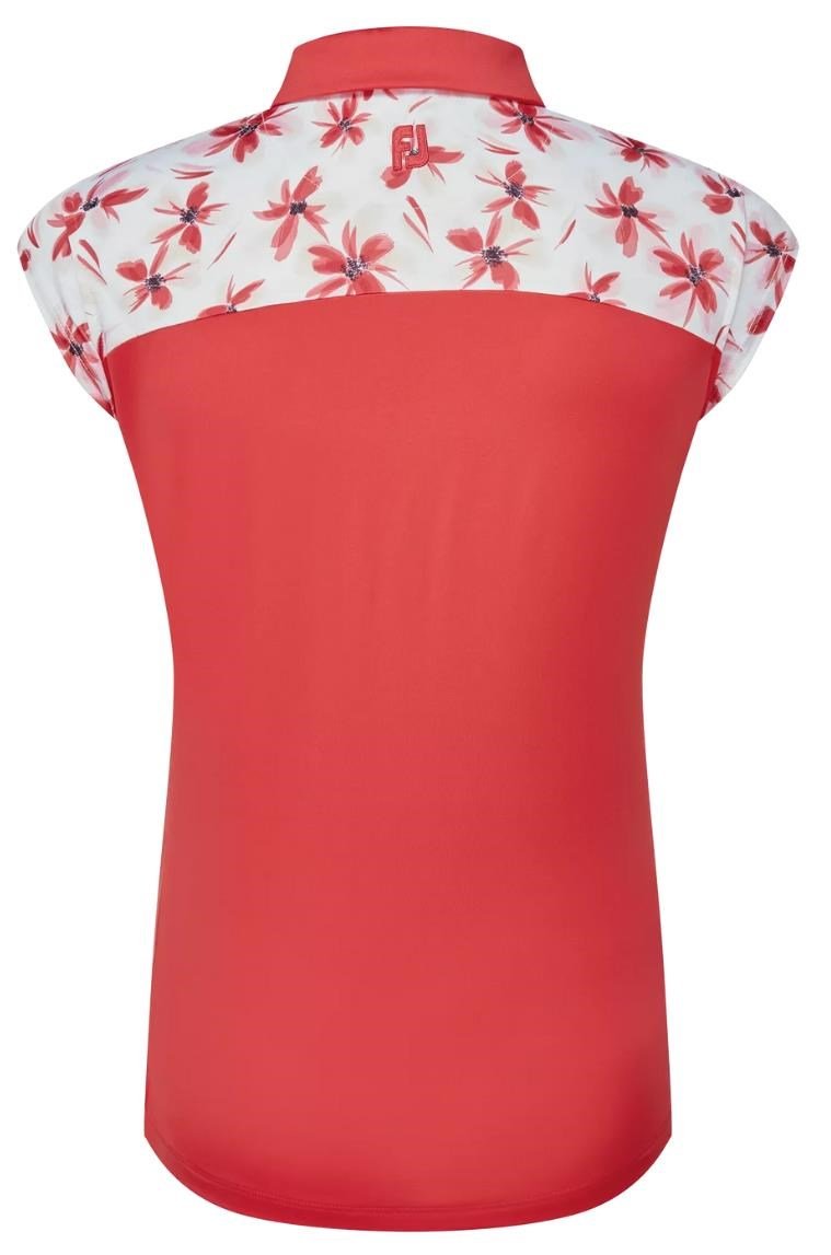 FootJoy Blocked Floral Print Lisle dámske polo, červené
