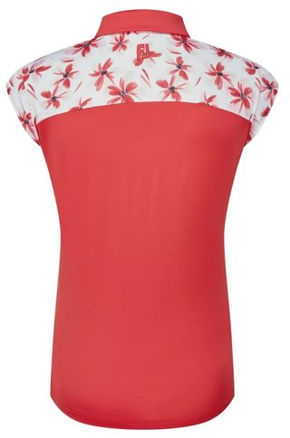 FootJoy Blocked Floral Print Lisle dámske polo, červené
