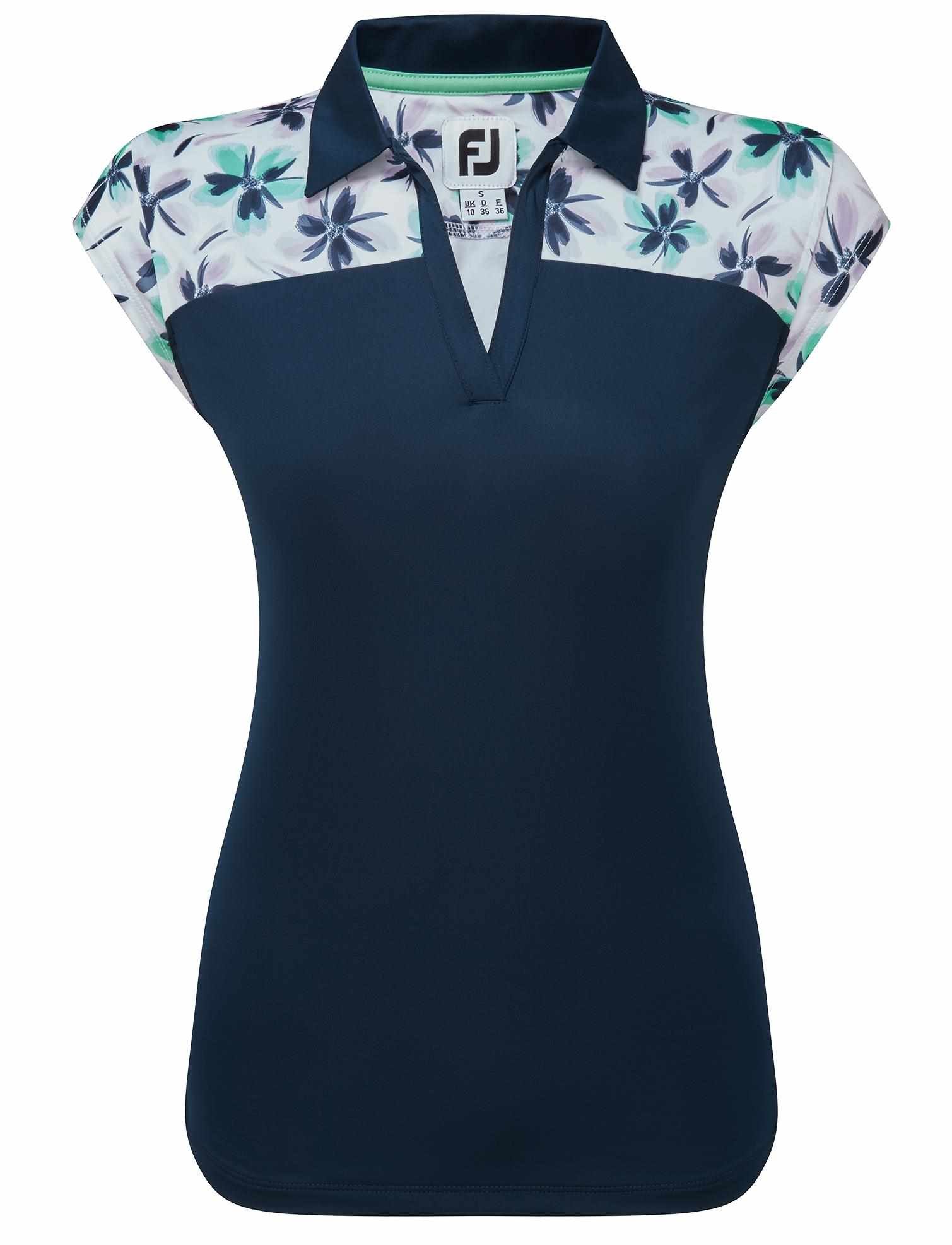 FootJoy Blocked Floral Print Lisle dámske polo, navy