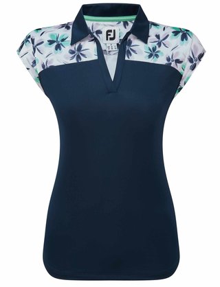 FootJoy Blocked Floral Print Lisle dámske polo, navy