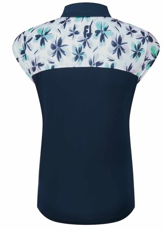 FootJoy Blocked Floral Print Lisle dámske polo, navy