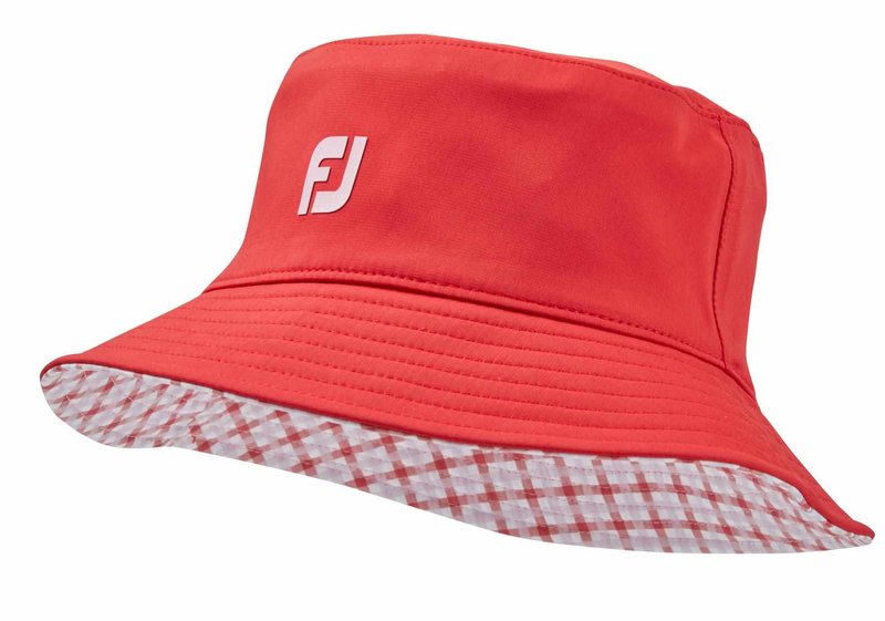 FootJoy Reversible dámsky klobúk, červený/gingham