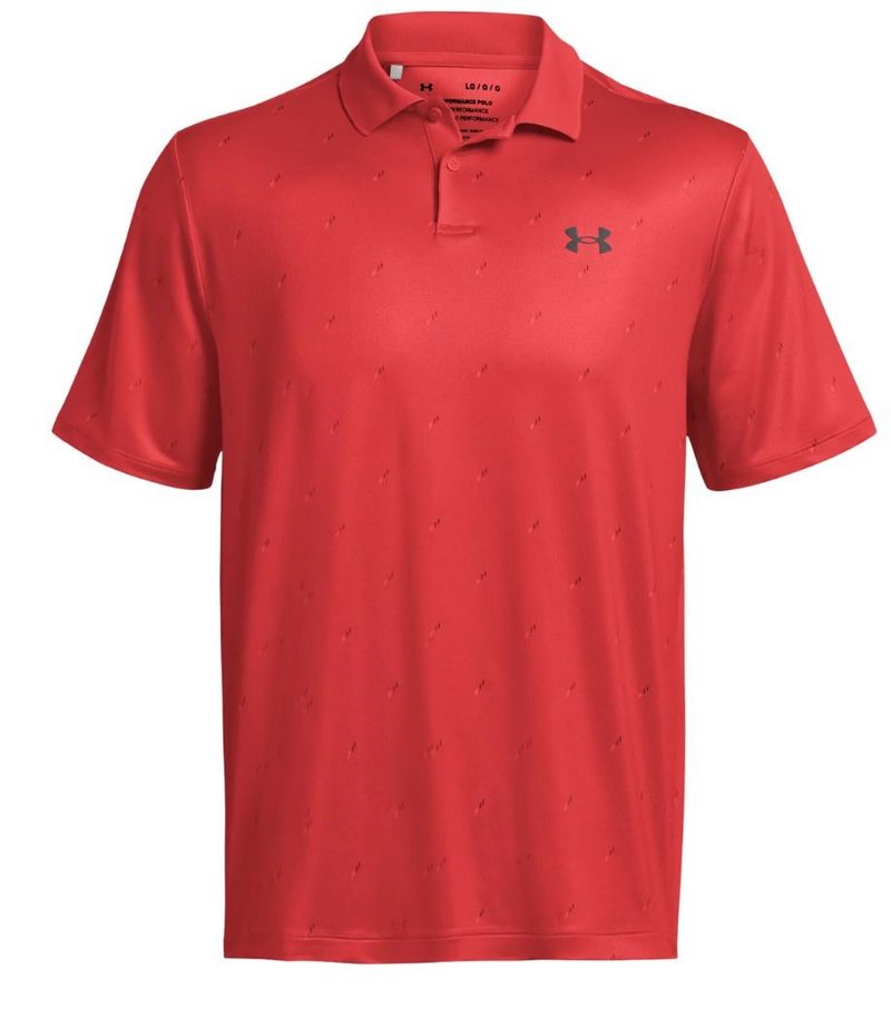 Under Armour Performance 3.0 Printed pánske polo, red solstice/castlerock