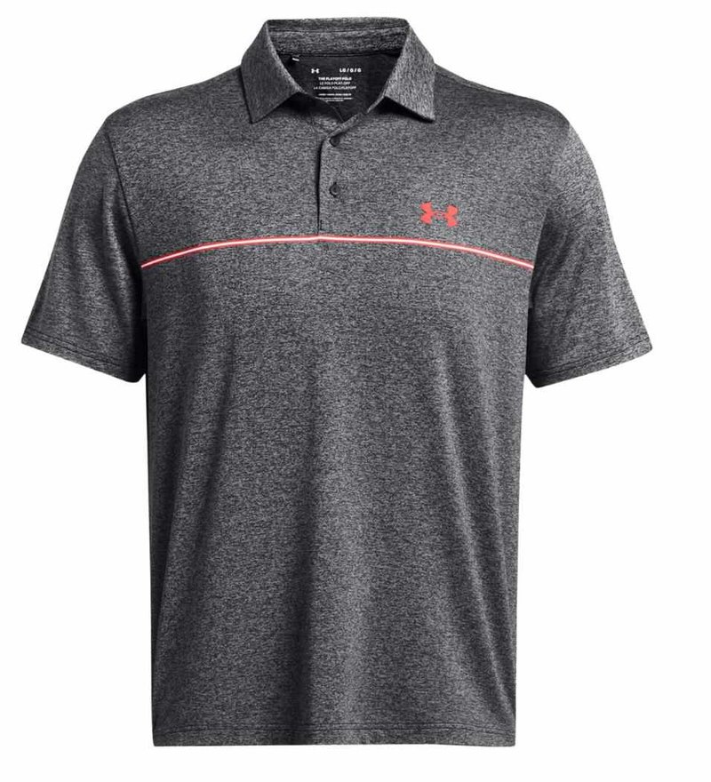 Under Armour Playoff 3.0 Stripe pánske polo, black/red solstice