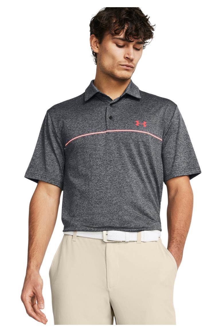 Under Armour Playoff 3.0 Stripe pánske polo, black/red solstice