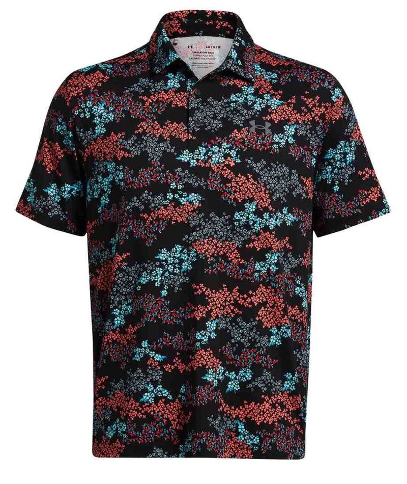 Under Armour Playoff 3.0 Printed pánske polo, black/hydro teal