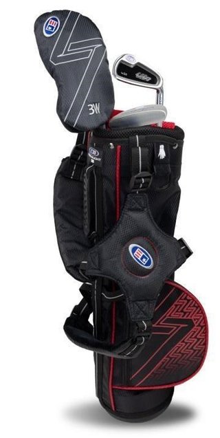 U.S. Kids Golf UL7-39 (99cm) W30 3-Club junior golfový set + taška, čierna/červená
