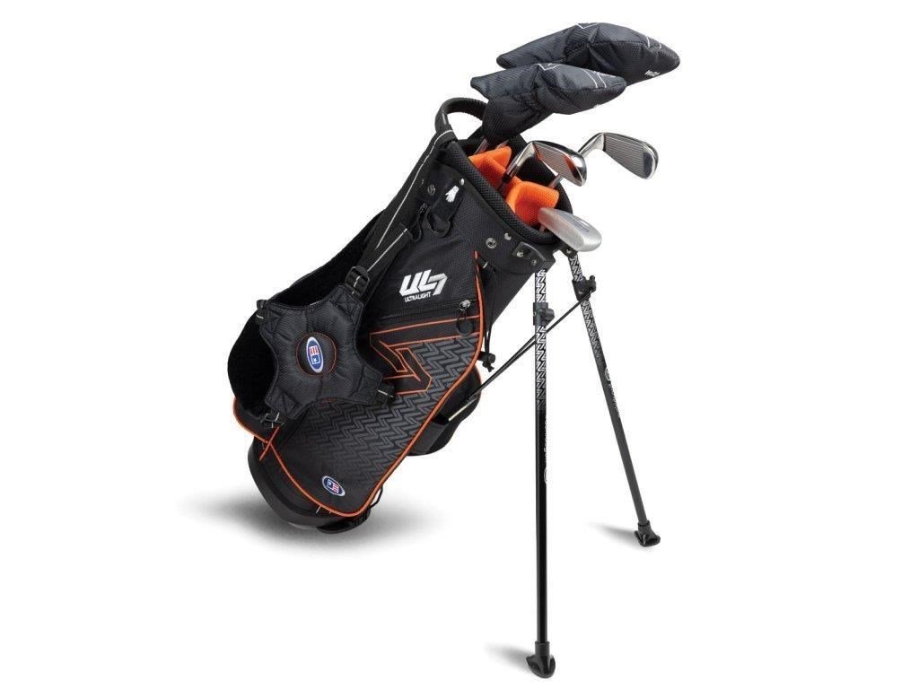 U.S. Kids Golf UL7-51 (130cm) 5-Club juniorský golfový set + stand bag, čierna/oranžová