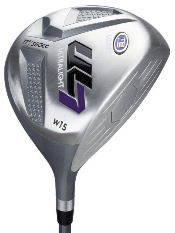 U.S. Kids Golf UL7-54 (137cm) W15 5-Club juniorský golfový set + stand bag, čierny/fialový