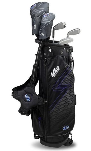 U.S. Kids Golf UL7-54 (137cm) W15 5-Club junior golfový set + stand bag, čierny/fialový
