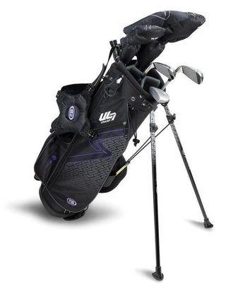 U.S. Kids Golf UL7-54 (137cm) W15 5-Club junior golfový set + stand bag, čierny/fialový