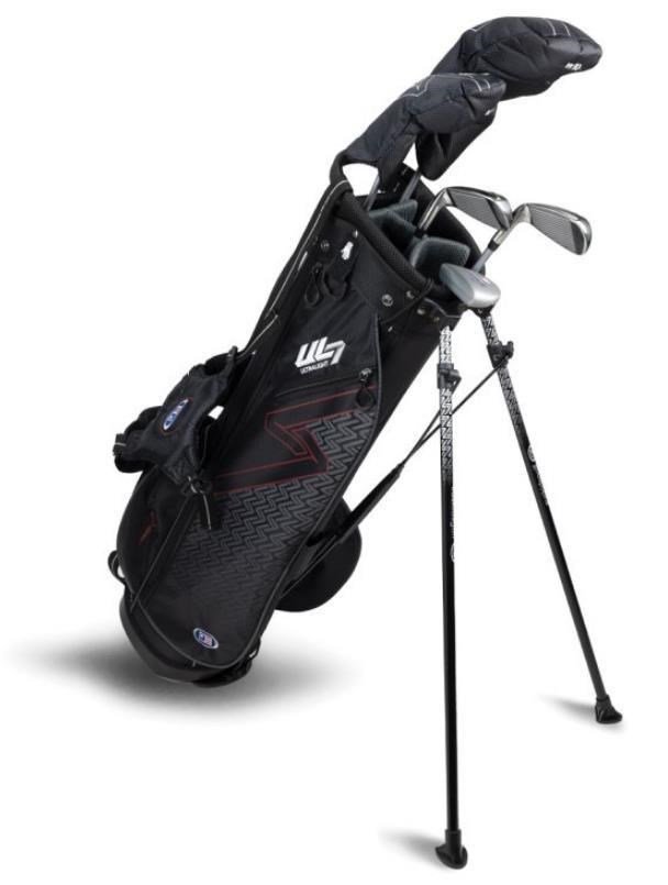 U.S. Kids Golf UL7-60 (152cm) W10 5-Club juniorský golfový set + stand bag, čierny/gaštanový