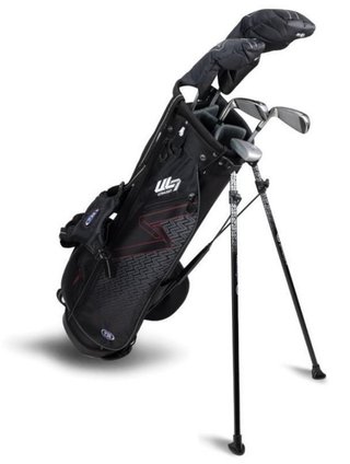U.S. Kids Golf UL7-60 (152cm) W10 5-Club juniorský golfový set + stand bag, čierny/gaštanový