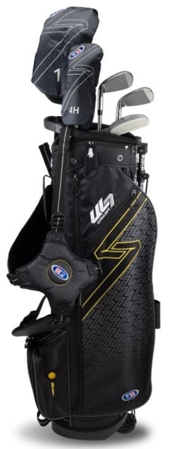 U.S. Kids Golf UL7-63 (160cm) W10 5-Club juniorský golfový set, grafit, + stand bag, čierna/zlatá