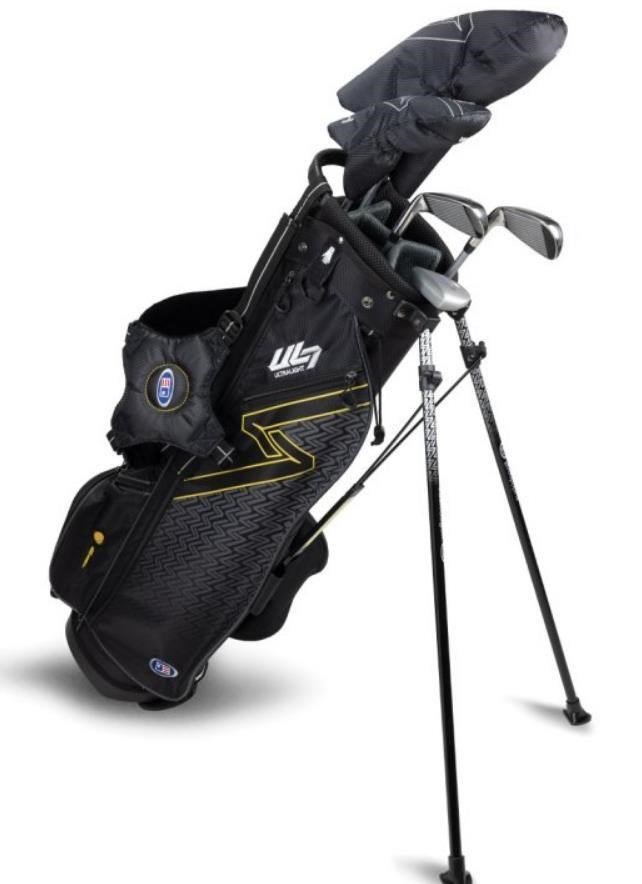 U.S. Kids Golf UL7-63 (160cm) W10 5-Club juniorský golfový set, grafit, + stand bag, čierna/zlatá