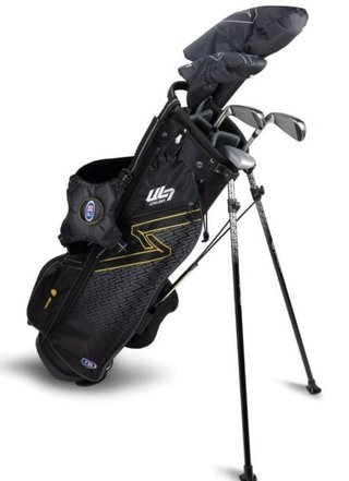 U.S. Kids Golf UL7-63 (160cm) W10 5-Club juniorský golfový set, grafit, + stand bag, čierna/zlatá
