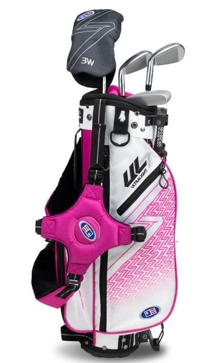 U.S. Kids Golf UL7-42 (107cm) W25 4-Club junior golfový set + stand bag, biela/ružová