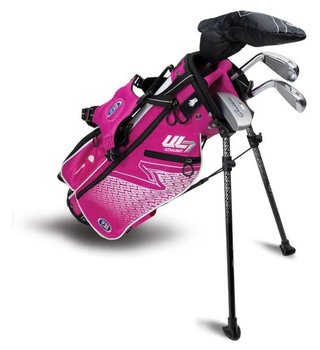 U.S. Kids Golf UL7-45 (114cm) W25 4-Club juniorský golfový set + stand bag, ružová/biela