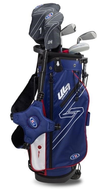 U.S. Kids Golf UL7-48 (122cm) W20 5-Club junior golfový set + stand bag, tmavomodrá/červená/biela