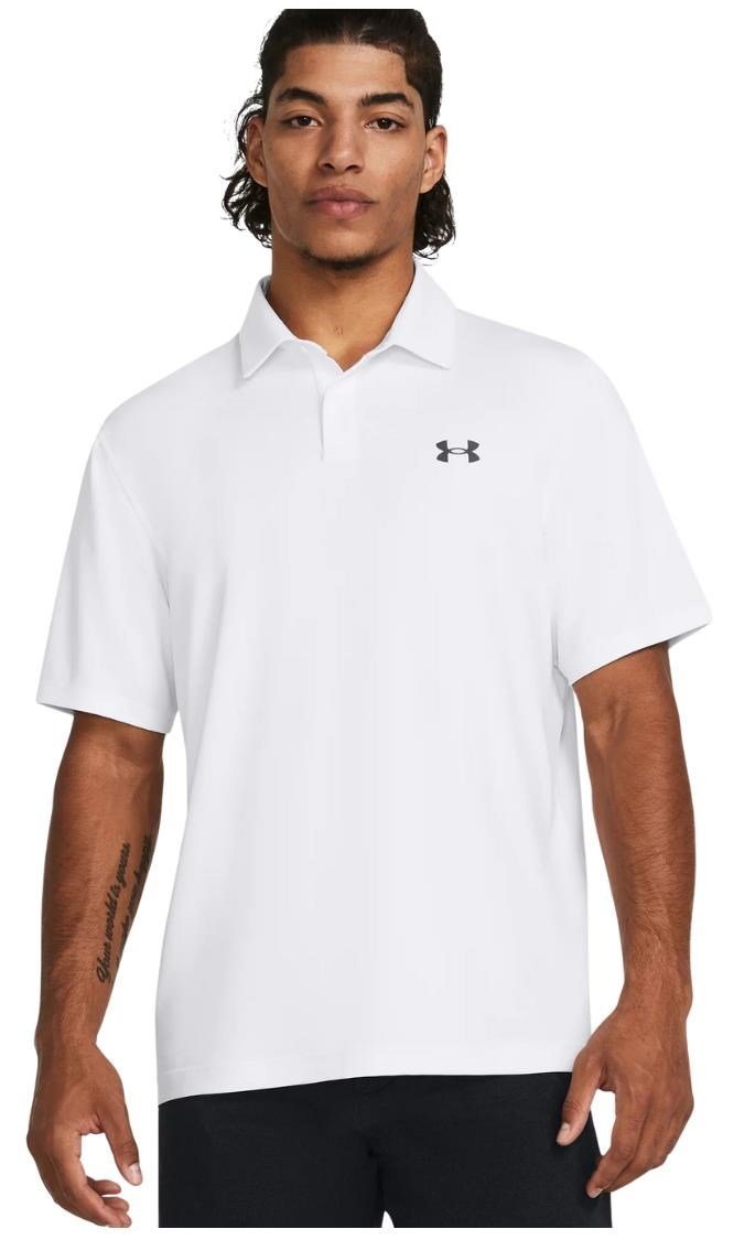 Under Armour T2G pánske polo, bielo/pitch grey