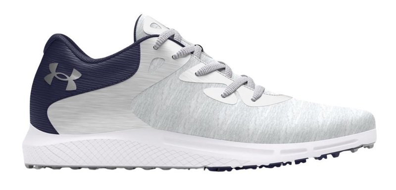 Under Armour Charged Breathe 2 Knit SL dámske golfové topánky, halo grey/midnight navy/metallic silver