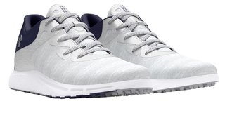 Under Armour Charged Breathe 2 Knit SL dámske golfové topánky, halo grey/midnight navy/metallic silver