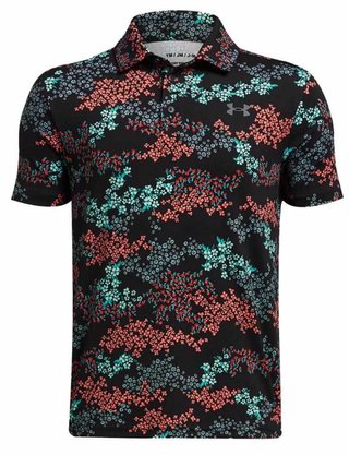 Under Armour Playoff Printed detské polo, čierno/hydro teal