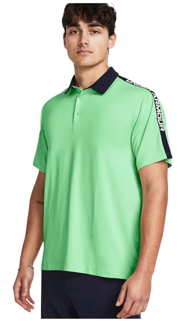 Under Armour Playoff 3.0 Striker pánske polo, matrix green/midnight navy/white